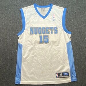 Reebok Vintage Denver Nuggets Mens M Carmelo Anthony 15 NBA Jersey White
